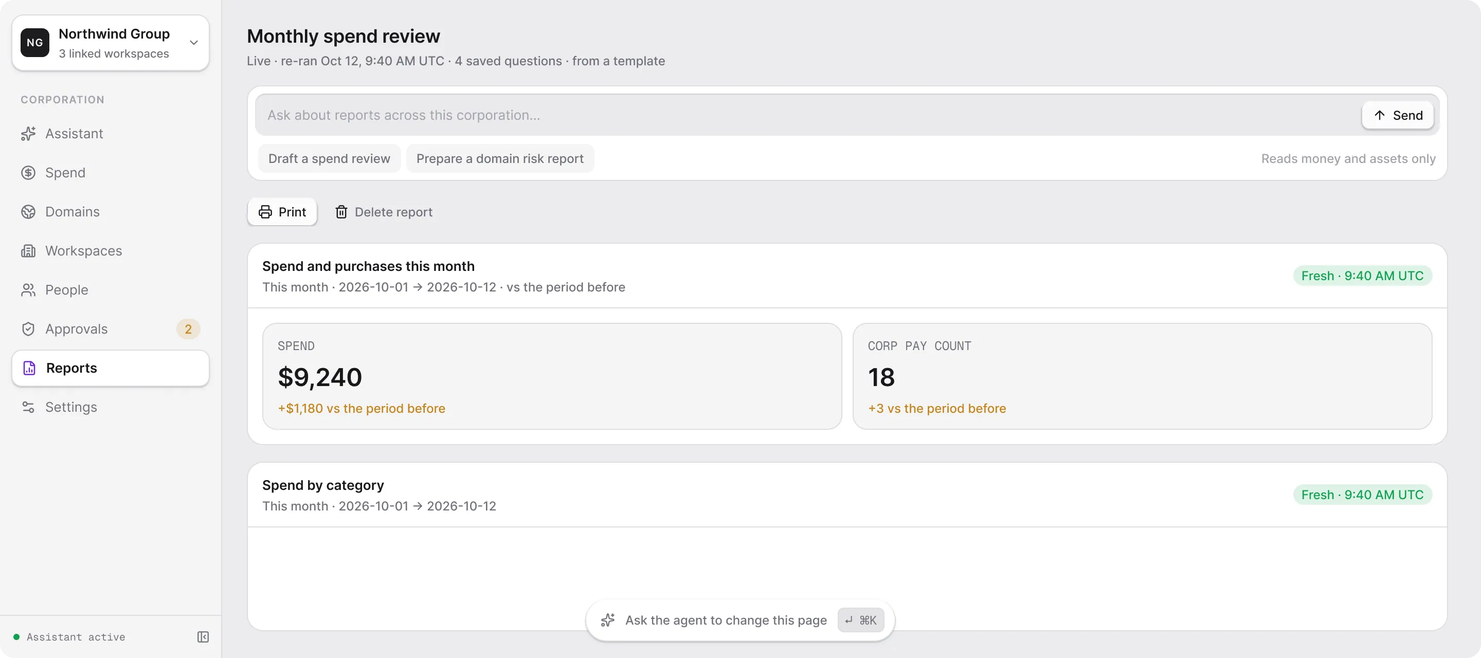 Run reports — Read, print or delete a live report