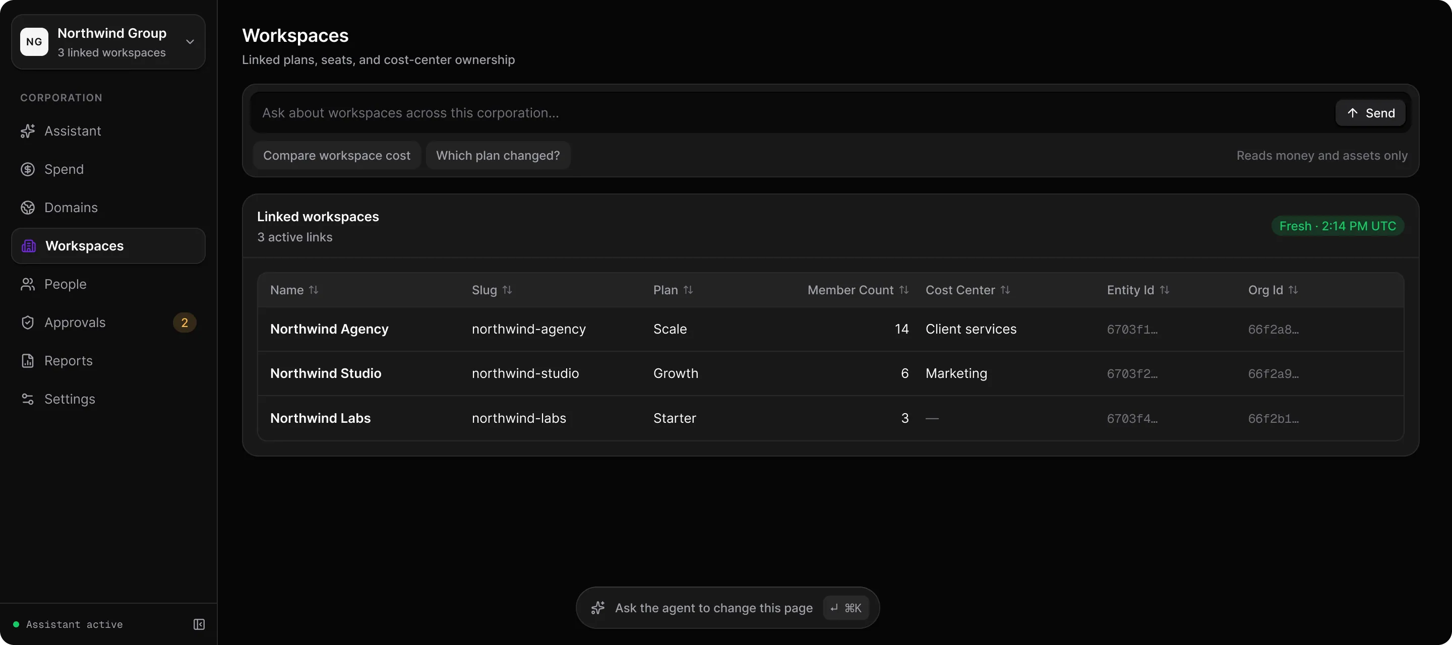 Manage workspaces — Read the linked workspaces
