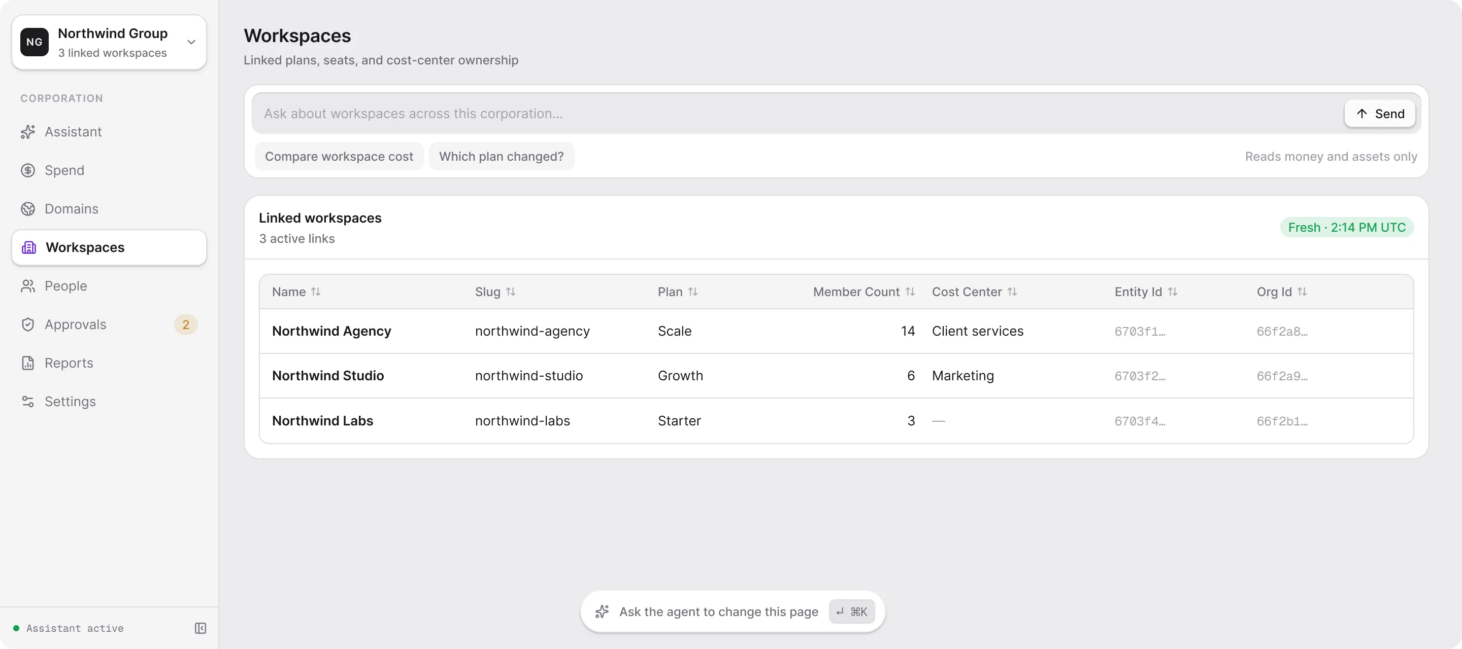 Manage workspaces — Read the linked workspaces
