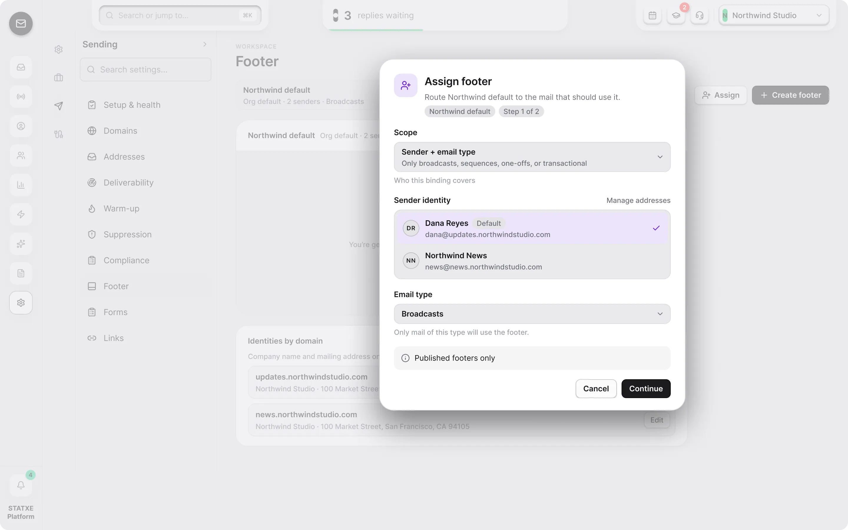 Attach a footer — Assign it to your senders