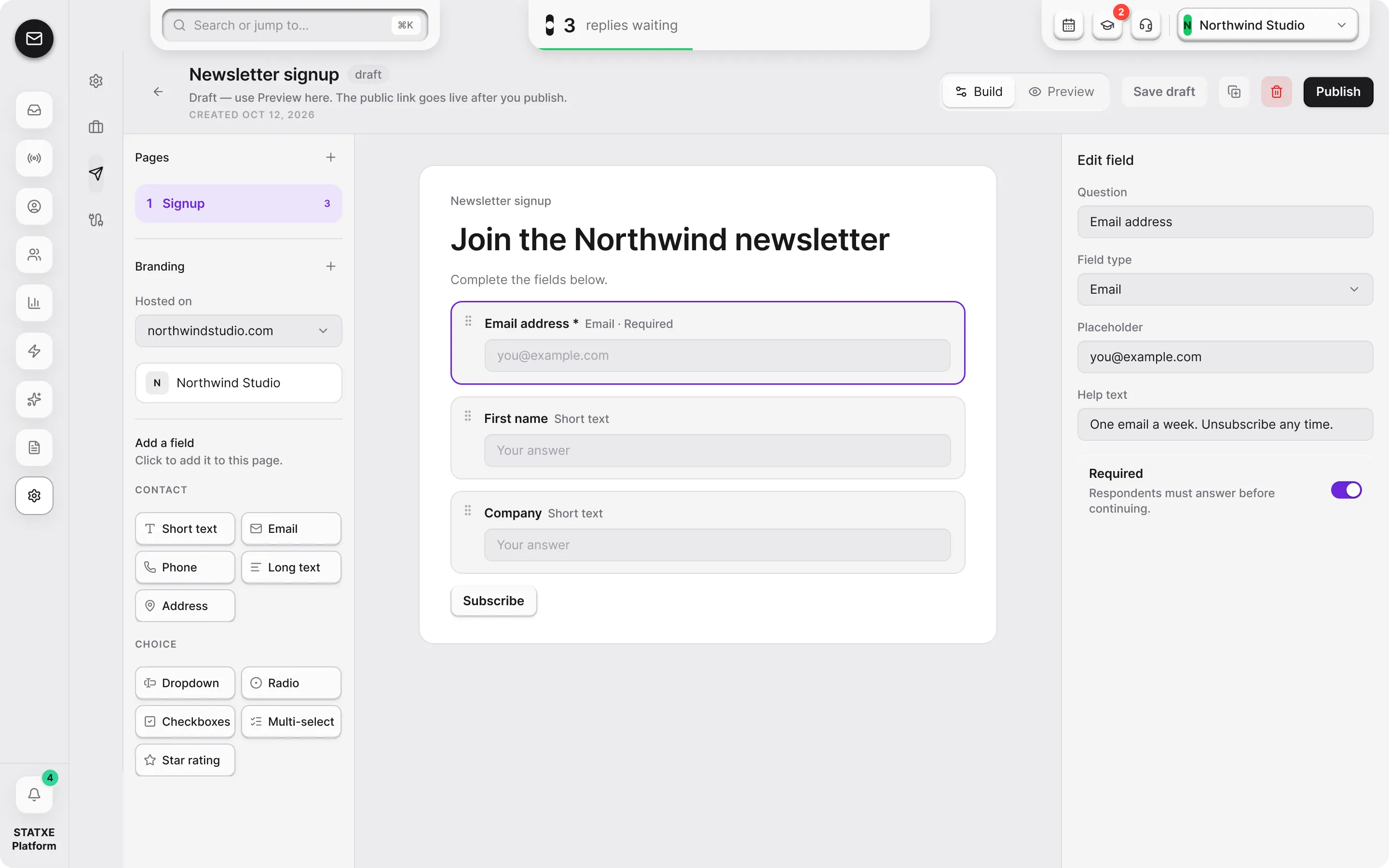 Create a signup form — Build the form