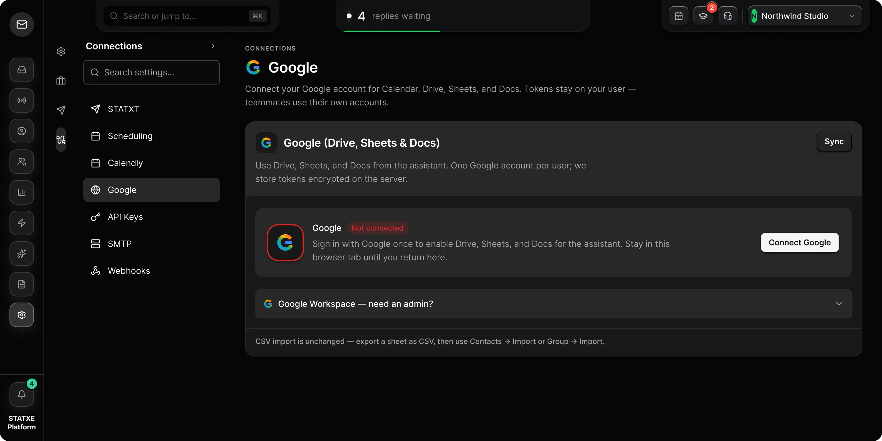 Connect Google — Connect your Google account
