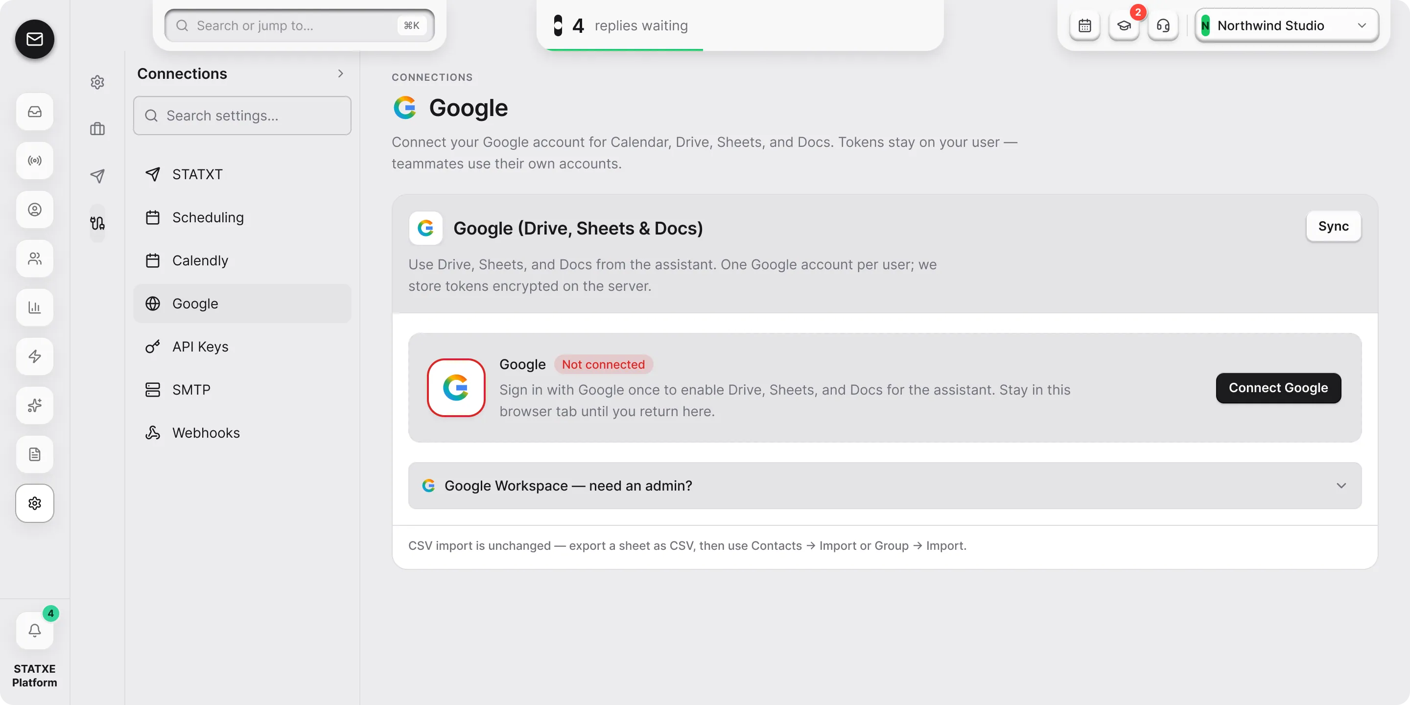 Connect Google — Connect your Google account