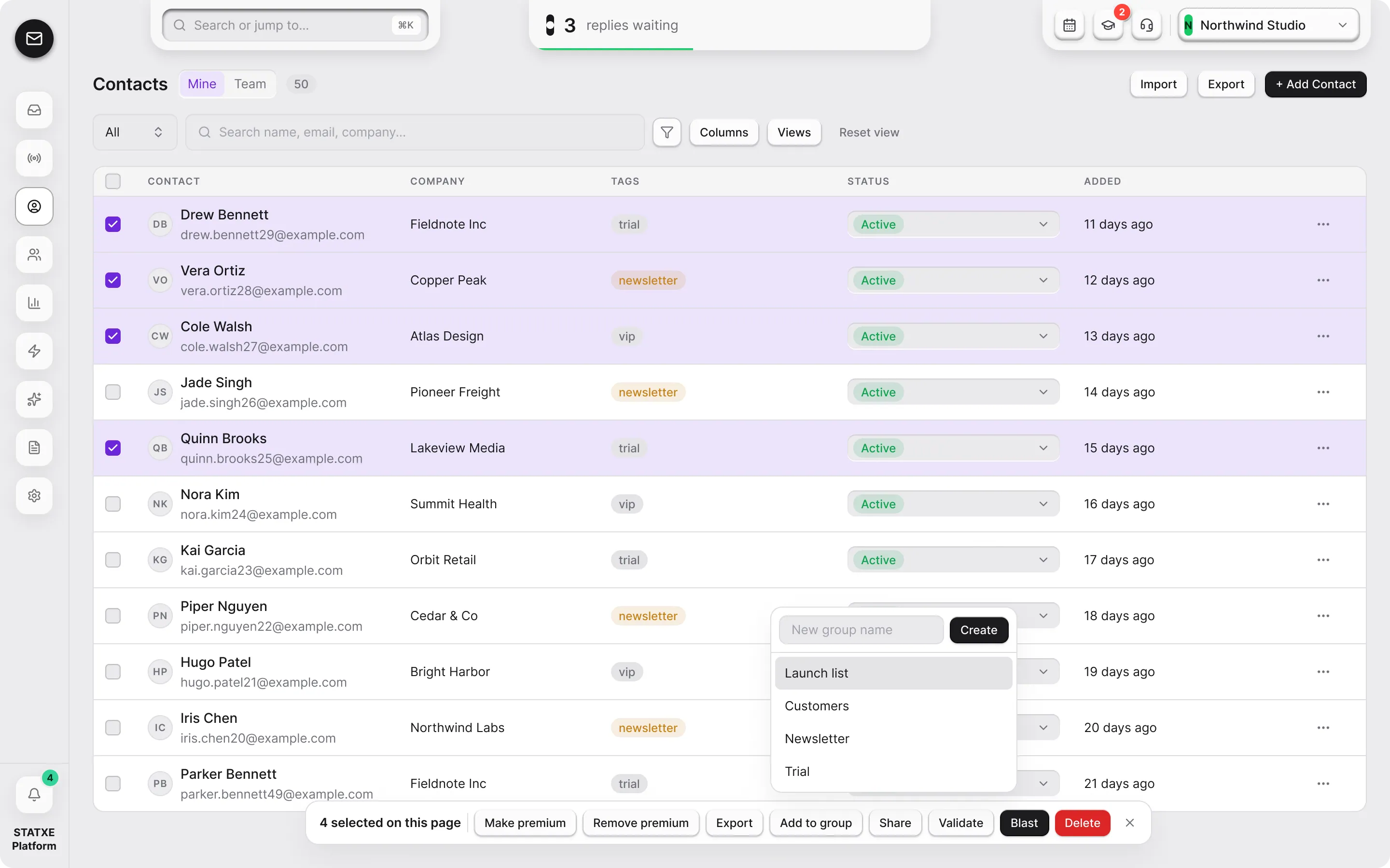Organise groups — Add people from Contacts