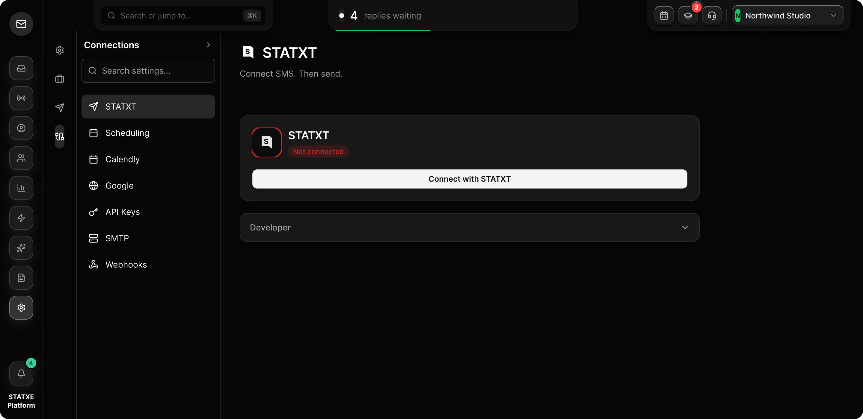 Connect STATXT for SMS — Connect your STATXT account