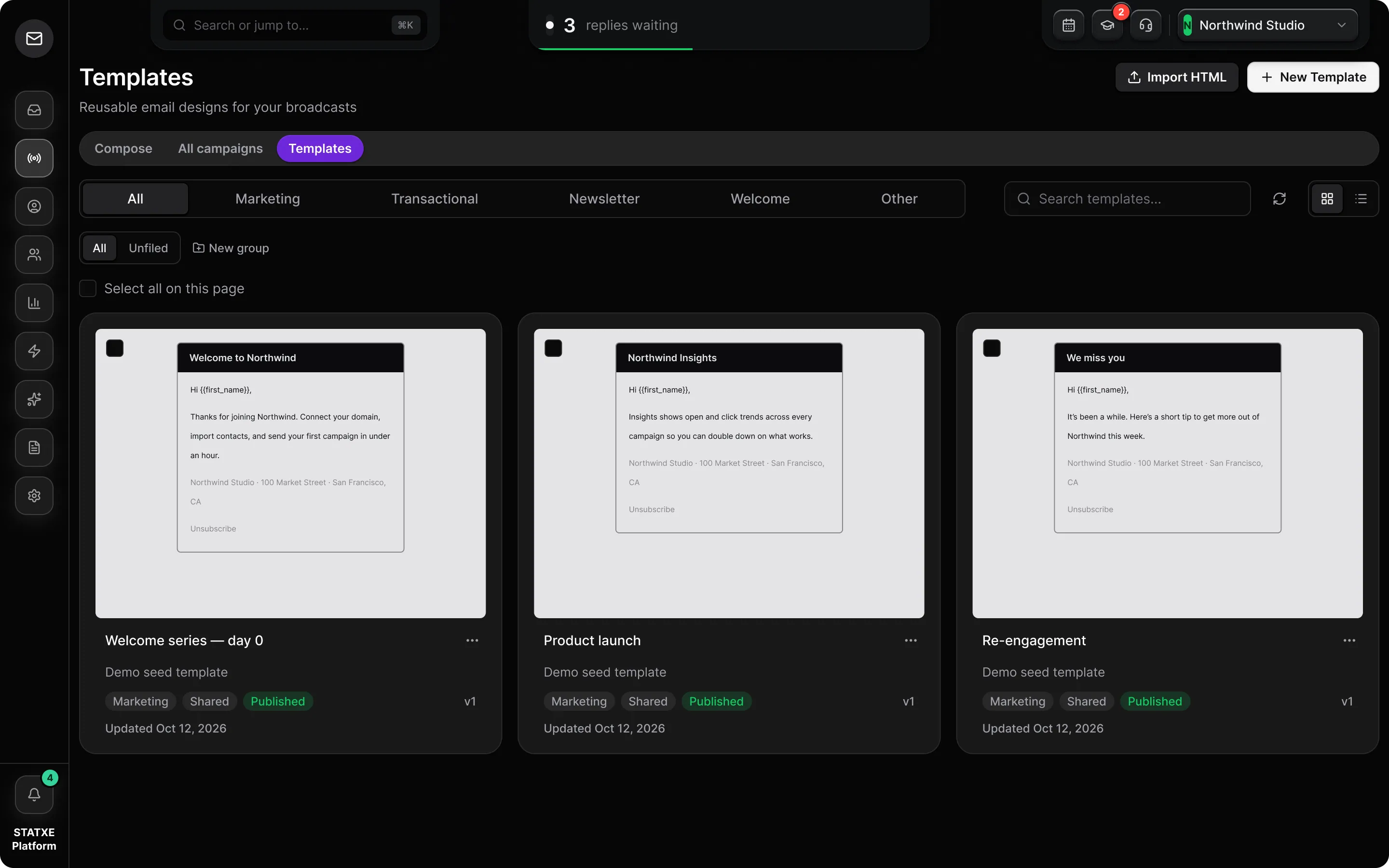 Build an email template — Start a template