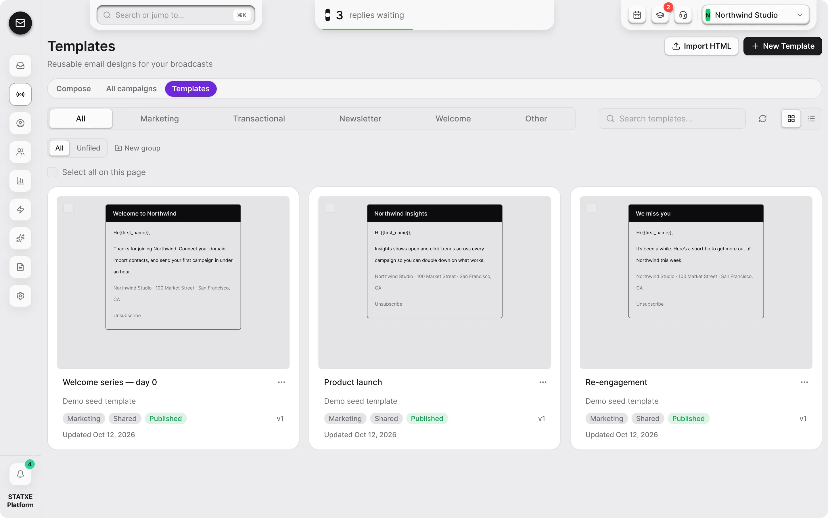 Build an email template — Start a template
