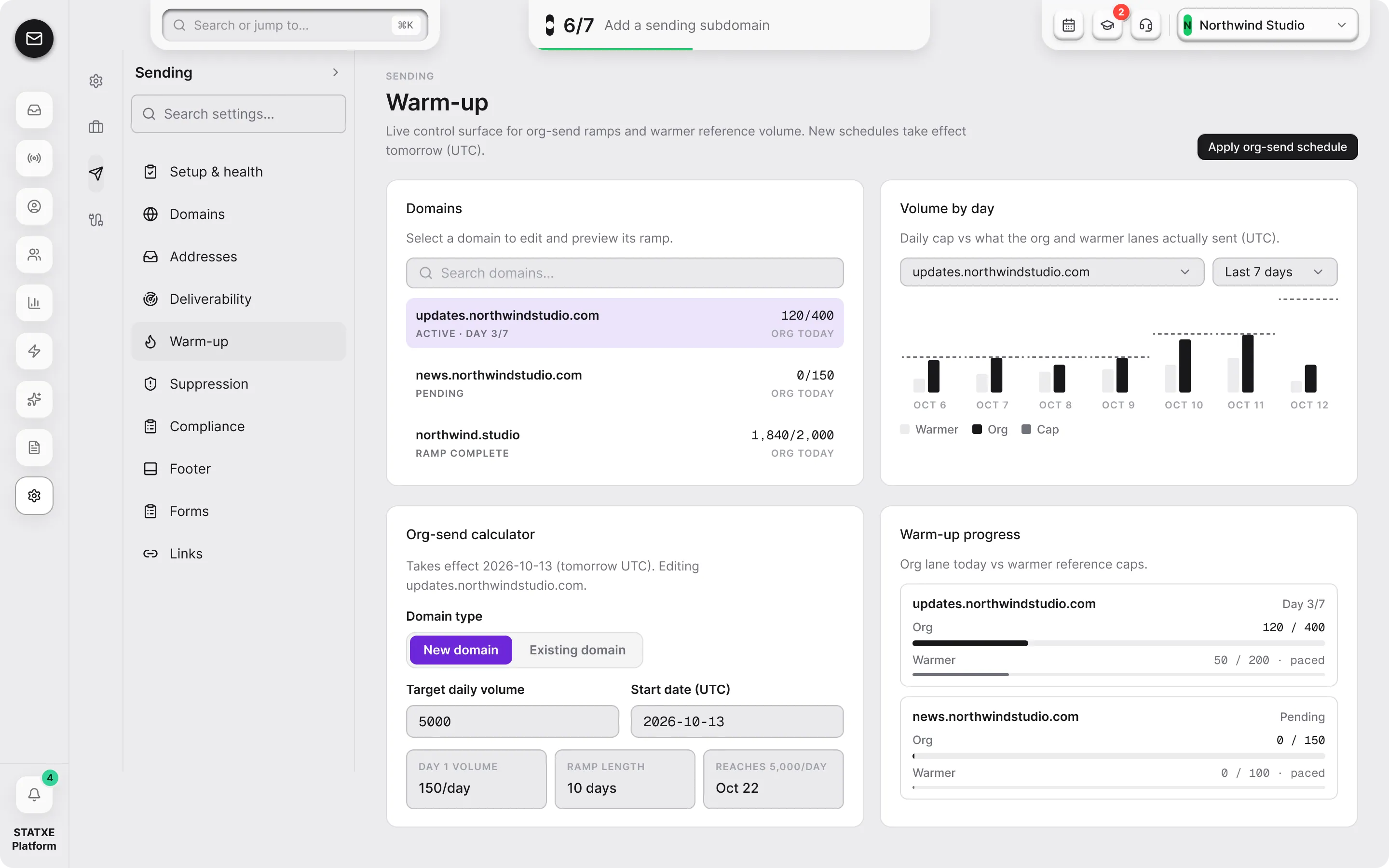 Warm up a new domain — Pick a host and set its ramp